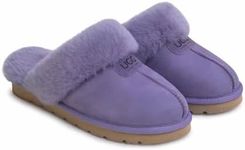 Best Gift Choice UGG Women's Slippers, Australian Premium Sheepskin Anti-Slip Fluffy Fur, Super Warm and Comfort Purple EU 40/41