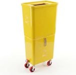 Beverage Bin Dual-Compartment Drink Dump Bin with Locking Wheels, HDPE, 16x10x20 Inches, for Bars, Restaurants & Events (Yellow)
