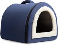 Blessing Dog House, Portable Cat Igloo Bed with Removable Cushion, 2 in 1 Washable Cozy Dog Igloo Bed Cat Cave, Foldable Non-Slip Warm for Pets Puppy Kitten Rabbit (Blue, X-Large)