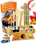 Sushi Making Kit 11 Pcs - Bamboo Sushi Rolling Mat and Serving Set - Make Your Own Sushi at Home - 2 Mats, 5 Pairs Chopsticks with Bag, Paddle, Spreader, Serving Platter, Triplet Sauce dish with Book