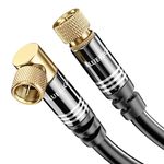 BlueRigger RG6 Coaxial Cable (50FT, 90° Angled to Straight Male F Type Connector Pin, Gold Plated, Triple Shielded) – Digital Audio Video Coax Cable Cord for HDTV, CATV, Modem, Satellite Receivers