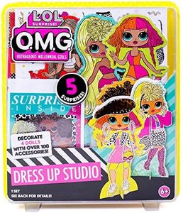 L.O.L. Surprise! LOL OMG Dress Up Studio by Horizon Group USA, Decorate 4 Dolls with Over 100 Accessories, DIY Fashion Craft Kit, Mix & Match Fabrics & Patterns, Use Gemstones, Stickers & More