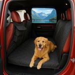 Deluxe Quilted and Padded Dog Pet Car Back Seat Cover with Comforting Fabric, Non-Slip Backing Best for Full Size Truck Crew Cab, Large SUV - Travel With Your Pet Mess Free - EXTRA WIDE 62"x94", BLACK