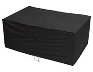 Woodside Heavy Duty Waterproof Rattan Furniture Set Cover Outdoor Garden Rain Cover, Black, L: 175cm x W: 115cm x H: 74cm, 5 YEAR GUARANTEE