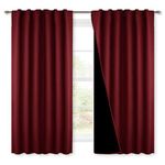 NICETOWN 100% Blackout Curtains Bedroom Red, Thermal Insulated Curtains, Rod Pocket/Back Tab Drapes for Window Decor on Christmas & Thanksgiving (Set of 2, 52 inches Wide by 63 inches Long)