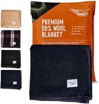 Woolly Mammoth Wool Blanket, Warm & Thick 50% Wool Blankets - Machine-Washable, Travel Blanket, Warm Winter Outdoor Blanket - 85" x 47" Navy Blue