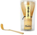 Flavoma Japanese Handmade Bamboo Matcha Whisk Sets of 2 (Delicate Match Brush Japanese Style) + Traditional Scoop (Chashaku), The Perfect Set to Prepare a Traditional Cup of Matcha.