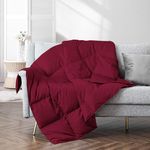 Puredown® Soft Feather Down Throw Blanket Lightweight Packable Couch Throw for Indoor and Outdoor Use, 50"X70", Wine