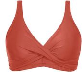 Aqua Eve Women Full Coverage Bikini Top No Bottom Push up Swimsuits Top Sport Bra Bathing Suits Tops, Brown Red, X-Large