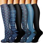 Copper Compression Socks Women & Men Circulation(6 pairs) - Best for Running, Nursing, Hiking, Recovery & Flight Socks