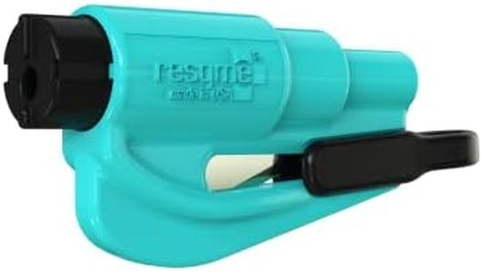 resqme The Original Emergency Keychain Car Escape Tool, 2-in-1 Seatbelt Cutter and Window Breaker, Made in USA, Teal- Compact Emergency Hammer