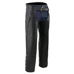 Milwaukee Leather ML1190 Men's Classic Black Leather Motorcycle Chaps with Zipper Thigh Pocket - 5X-Large