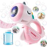 LKFDTW Unicorn Portable Bubble Machine for Kids, Gazillion Bubble Maker with Light Music Bubble Solution, Babies Bath Bubble Machine Gun for Indoor, Outdoor, Wedding, Parties