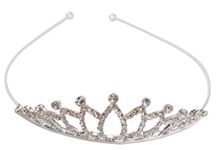 KIDZOO Princess Silver Metal Crystal Hair Tiara Crown Princess for Girls & Women Party Fancy Bridal Hair Accessories (1pc)