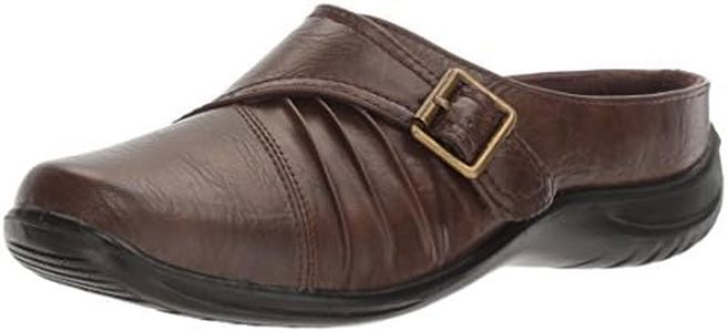 Easy Street Womens Hart Faux Leather Slide On Mules, Brown, 9.5 Narrow