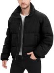 Flygo Men Puffer Jacket Winter Coats Water Resistant Long Sleeve Zip Up Lightweight Quilted Down Jackets(Black-S)