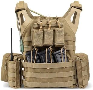 BOMTURN Tactical Vest with Water Bladder, Modular MOLLE System, Multiple Magazine Pouches Adjustable Shoulder & Waist Strap