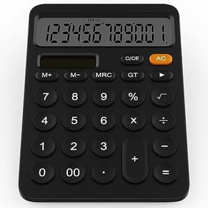 GUYUCOM Calculatrice Bureau à 12 Chiffres avec écran LCD, Bouton Sensible, Calculatrice Grosse Touche à Double Alimentation Solaire et Batterie pour Les Enseignants, Les étudiants et Le Bureau, Noir