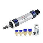 uxcell Pneumatic Air Cylinder 20mm Bore 25mm Stroke with Y Connector and Quick Fittings, MAL 20x25, for Automatic Equipment