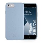 Woodcessories - Antibacterial Organic Case compatible with iPhone SE (2020) / 8/7 / 6 / 6s - Plastic free, plantbased, compostable, self-cleaning - Lavender Blue