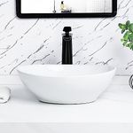 Tysun Oval Vessel Sink - 16"x13" Egg Shape Bathroom Vessel Sink Modern Above Counter White Porcelain Ceramic Bathroom Vanity Vessel Sink Bowl Art Basin with Pop-Up Drain