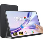UPERFECT Portable Monitor Touchscreen 15.6" FHD 1080P w/Sleeve, 10-Point Touch Screen with Kickstand & VESA, 125% sRGB IPS Display, Mini HDMI Type-C, Ultra-Slim Matte Second Screen for Laptop/PC/Phone