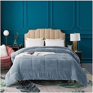 KASENTEX Super Ultra Soft Luxury Plush Sherpa Comforter, Cozy Reversible Faux Fur Machine Washable Bedding, Grey Blue, Twin/Twin XL Size