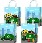 16 Pieces Garbage Truck Goodie Bags,Trash Truck Gift Snacks Treat Candy Party Favors Bags for Waste Management Recycling Theme Party Decorations