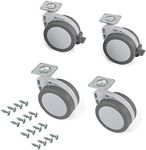 Emuca 2037921 Swivel Castors for Furniture with Fixing Plate and Ball Bearings, Grey, 80 mm, Set of 4 Pieces