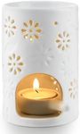 WD&CD Ceramic Tea Light Candle Holder Oil Burner, Essential Oil Incense Aroma Diffuser Furnace Home Decoration Romantic White