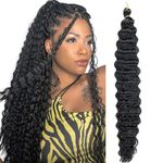 LDGUGO Deep Wave Crochet Hair Long Curly Braiding Hair for Boho Braids Ocean Wave Braiding Hair for Women (1B# 24 Inch Pack of 1)