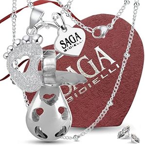 Saga Jewellery Necklace Called Angels Mexican Bola Dummy Charm Elements Stainless Steel Foot