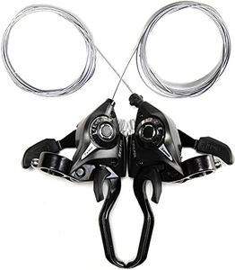 ZUKKA Bicycle Shifter 21 Speed Bicycle Brake Levers Shifter Lever 3 x 7 Speed with Gear Indicator and V Brake Cable Left and Right Shifter Mountain Bike Kids Bike Tricycle Shifter with Grips(Pair)