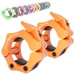 WARM BODY COLD MIND - Premium 2 inch Olympic Barbell Clamps, Weightlifting Collars, Weight Clips for Bars, Olympic Weight Lifting Clips, Bar Clamps - Gym Accessories Strength Training (Orange)