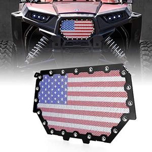 Xprite Black Steel Grille with U.S. Flag Mesh Grill for 2017-2018 Polaris RZR 900 S & 1000 XP