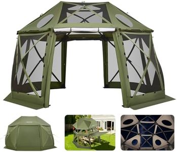 VEVOR Pop up Gazebo Screen Tent, 13 x 13 ft, 13-Sided Spherical Camping Canopy Tent with Removable Top & Carry Bag, Quick-Set & Bite-Proof, Screen House Sun Shelter for 10-12 Persons, Green