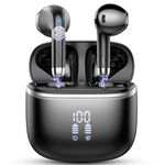 Wireless Earbuds, Bluetooth 5.3 Headphones with 4 ENC Noise Cancelling Mic, HiFi Stereo Deep Bass, IP7 Waterproof Bluetooth Earphones, 40H Playtime, Bluetooth Earbuds Dual LED Display, USB-C, Black