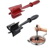 Meat Chopper,Heat Resistant Potato Masher Meat Chopper, Versatile Nylon Non-Stick Meat Smasher,Ground Beef Smasher, Meat Smasher Utensil,Cookware Heat Resistant Meat Masher, Kitchen Aid (Black&Red)