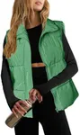 Zeagoo Women Puffer Vest Lightweight Stand Collar Sleeveless Winter Warm Zip Up Padded Outerwear Jackets with Pockets Green M