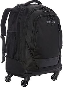 Kenneth Cole Reaction 1680d Coated Polyester Double Gusset 4-Wheel 17.0” Computer Backpack, Black, One Size, Rolling Backpack 17" Laptop 4-wheel Spinner Carry-on Work Travel Bookbag