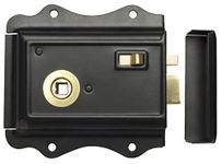 Old English Victorian Style Latch Lock Snib + Ebonised Bun Rim Door Knob Set (Rim Lock Only)