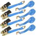 IAZZCO 4 x 800 KG Ratchet Straps with Hooks Heavy Duty Ratchet Strap Tensioning Belts Adjustable Cam Buckles Strap Lashing Straps for Motorcycles, Car, Trailer, Household(4PCS/Blue)