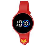 GOLDENIZE FASHION Kids 3D Waterproof Digital Round Touch Display Waterproof Watch for Stylish Kids Birthday Gift Digital Watch-(Boys Girls and Kids) (Red)