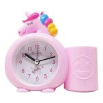 Urban Festivities Alarm Clock with Pen Holder for Kids, Bedroom Unicorn Alarm Clock, Watch for Girls Loud Bell Alarm Table Clock for Heavy Sleepers (Pink Colour)