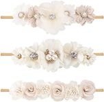 cherrboll 3pcs Baby Girl Flower Headbands, Super Soft & Stretchy Nylon Floral Hairbands for Newborn Toddler