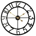 Qukueoy 75cm Thicker Metal Large Wall Clock Home Decorative Industrial Clocks with Big Arabic Numerals,Retro Oversized Clock for Living Room Decor,Battery Operated(Black)
