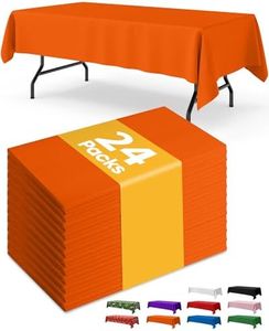 Niuara Orange Plastic Table Cloth - 24 Pack 54" × 108" Rectangle Disposable Tablecloths for 6FT Tables, Waterproof Table Cover for Party, Holiday & Gathering Use