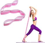 HUNKEN Yoga Stretching Strap, Multi-Loop Elastic Yoga Stretch Strap Flexible Stretch Resistance Bands Stretching Equipment for Physical Therapy, Pilates, Yoga, Dance, Gymnastics Exercise (Pink)