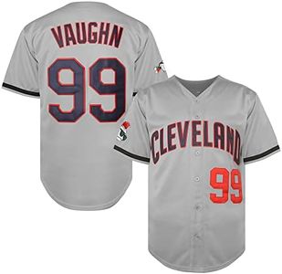 TKJPYWYH Ricky Vaughn 99 Movie Baseball Jersey,90s Hip Hop Clothing Stitched Sports Fan Shirt Navy Grey White S-3XL(99 Grey,3X-Large)