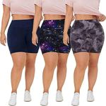 QGGQDD 3 Pack Plus Size Biker Shorts for Women – 8" High Waisted Black Shorts for Yoga Workout (2X 3X 4X)